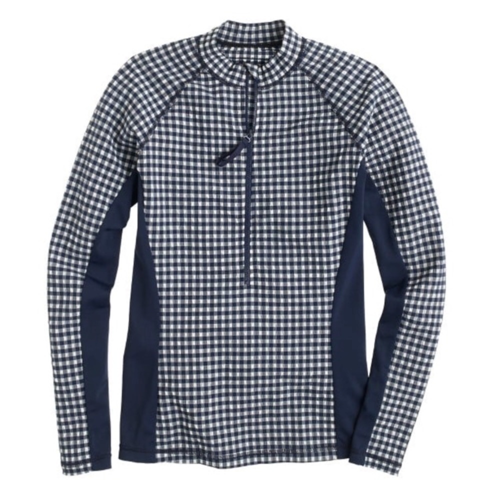 J. Crew navy and white gingham rash guard